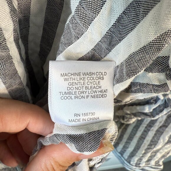 Jane & Delancey Womens 10 Shirt Blouse Tunic Gray White Stripe Button 2X Preppy - Picture 8 of 9